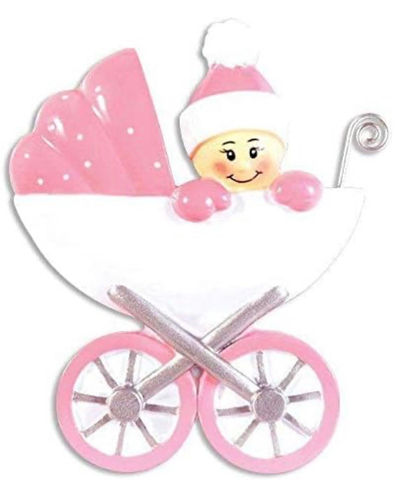 Baby Christmas ornament in carriage