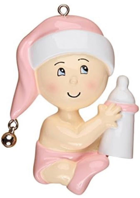 BABY WITH BOTTLE CHRISTMAS ORNAMENT