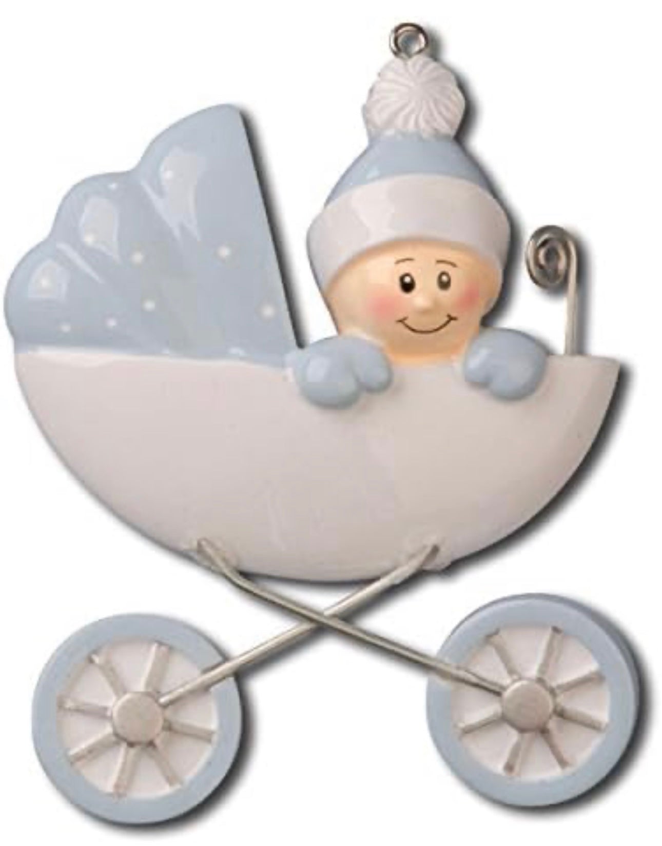 Baby Christmas ornament in carriage