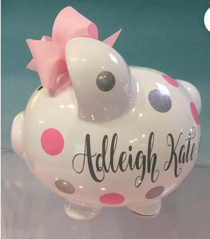 Medium White ceramic piggy bank