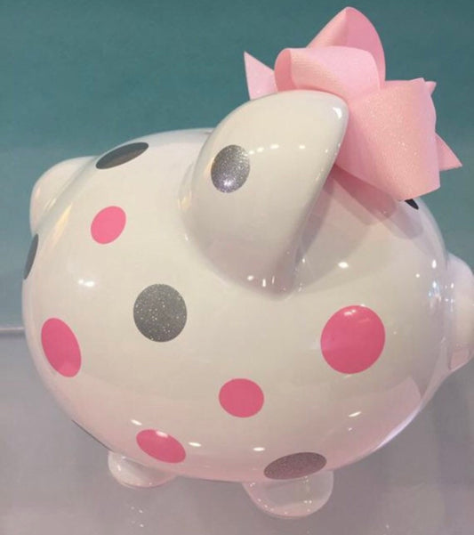 Medium White ceramic piggy bank