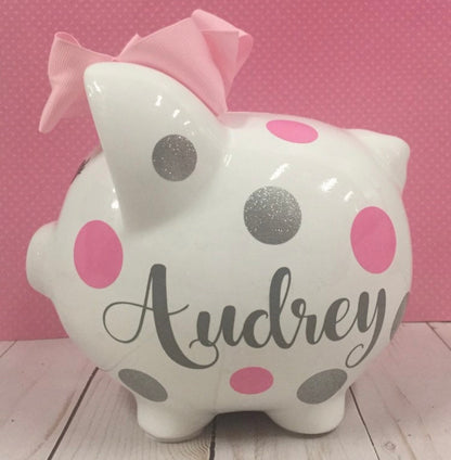 Medium White ceramic piggy bank