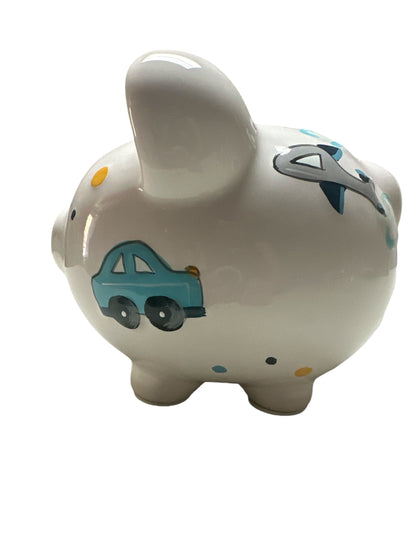 Colorfully Designed Large Piggy Bank- CHOO CHOO Transportation Pig