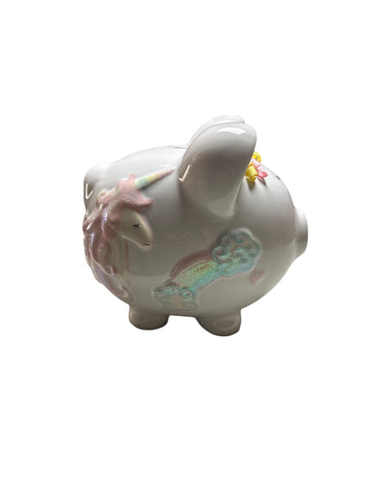 Colorfully Designed Large Piggy Bank- Unicorns and Rainbows Pig