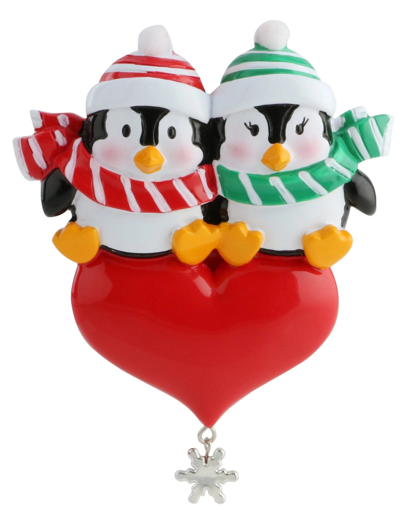 COUPLE PENGUIN with red heart Christmas Ornament