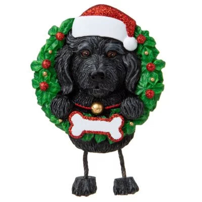 Dog ( pure breed) Labradoodle Black Christmas Ornament