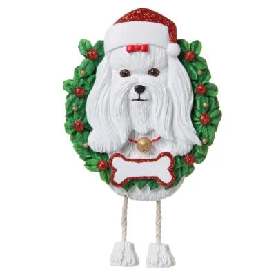 Dog ( pure breed) Maltese Christmas Ornament