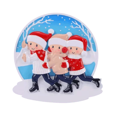 Ice Skating family Christmas Ornament