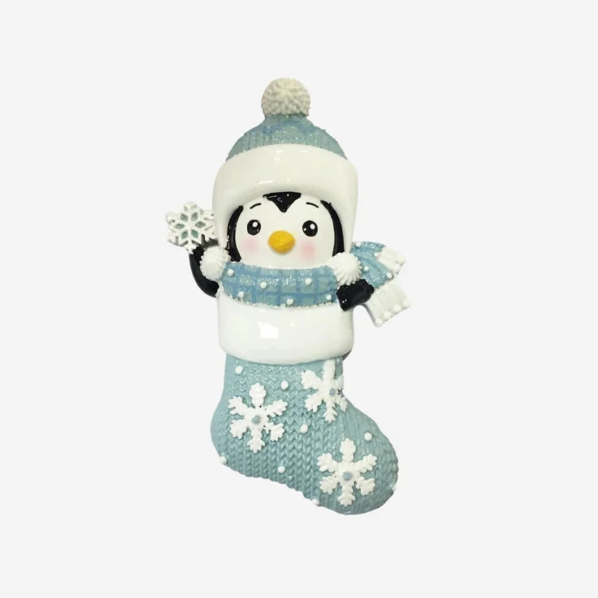 Baby 1st Christmas - Penguin in snowflake stocking