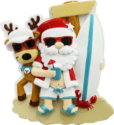 Santa Beach Hangout Family Christmas Ornament