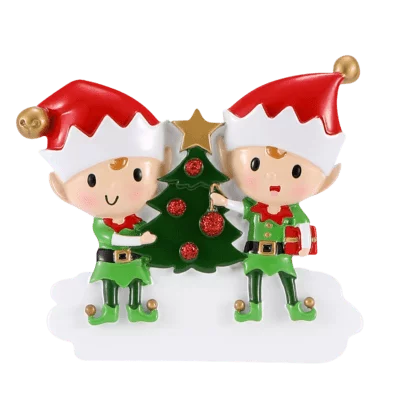 Elves Family doing things Christmas Ornament