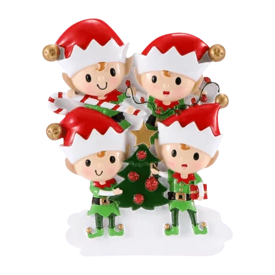 Elves Family doing things Christmas Ornament