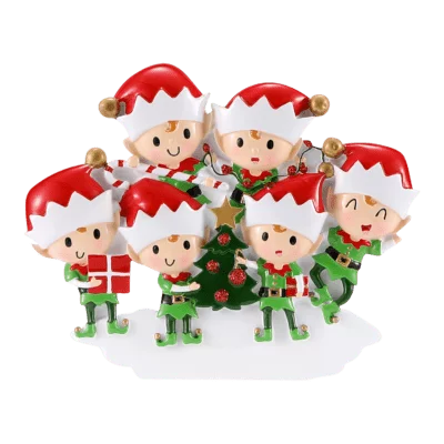 Elves Family doing things Christmas Ornament