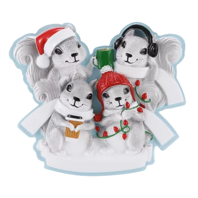 Grey Squirrel Family Christmas Ornament