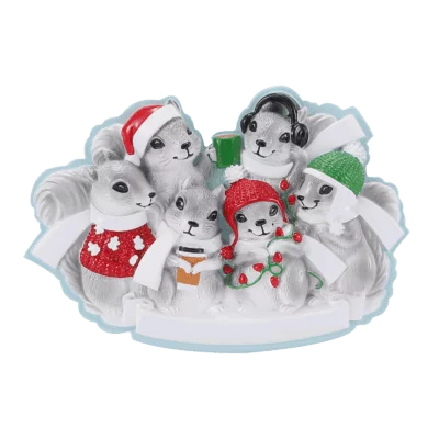 Grey Squirrel Family Christmas Ornament