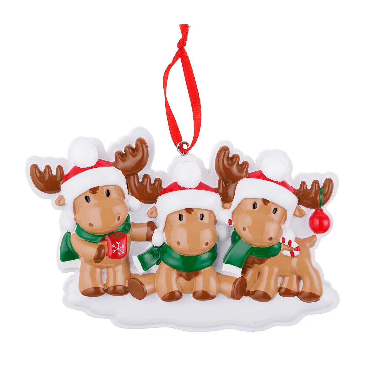 Cutesy Moose Family Christmas Ornament