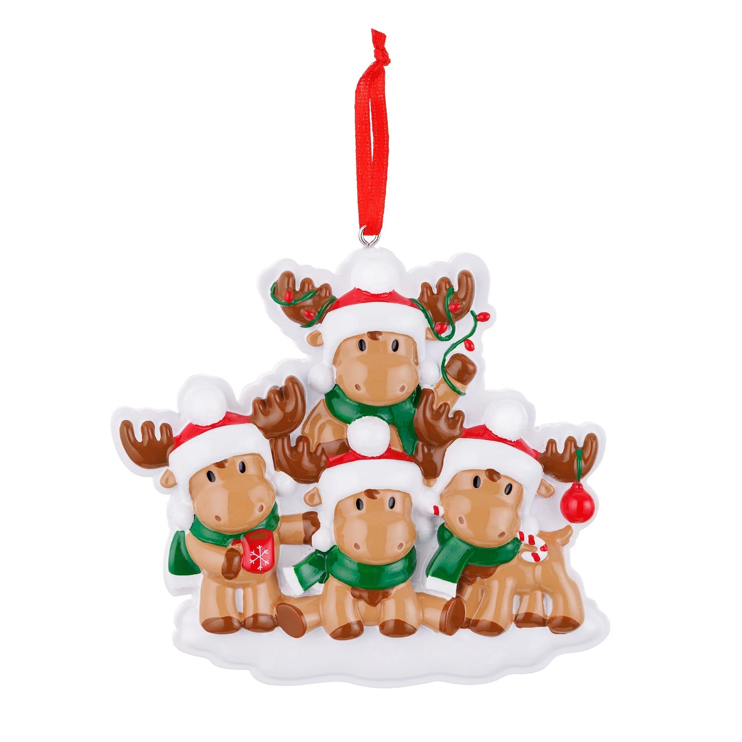 Cutesy Moose Family Christmas Ornament