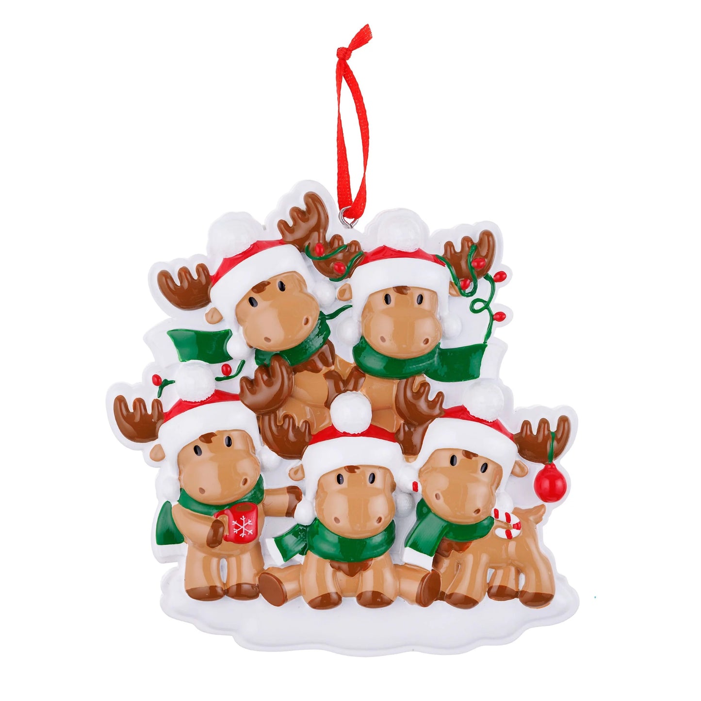 Cutesy Moose Family Christmas Ornament