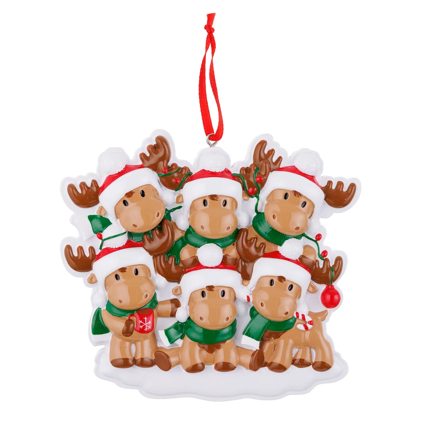 Cutesy Moose Family Christmas Ornament