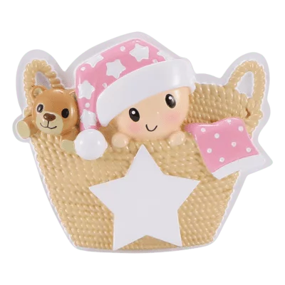 Baby in Basket Christmas Ornament