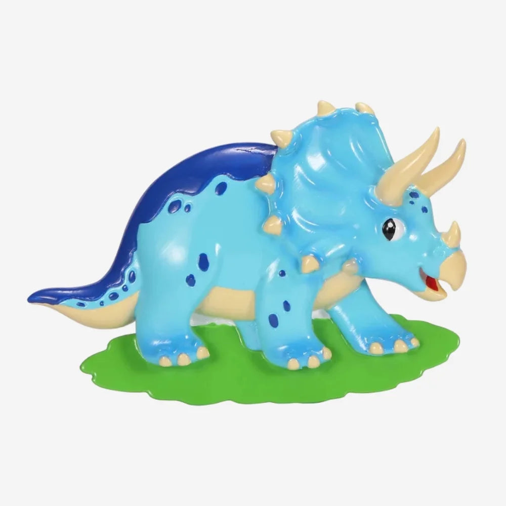 CHILD TRICERATOPS CHRISTMAS ORNAMENTS - BLUE DINO