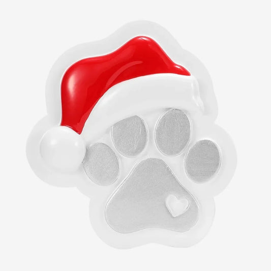 PAW PRINT WITH SANTA HAT CHRISTMAS ORNAMENTS