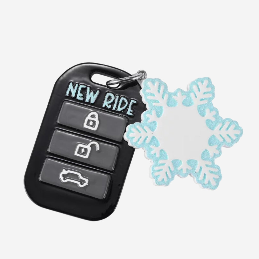 NEW DRIVER - KEY FOB W/ DANGLING SNOWFLAKE CHRISTMAS ORNAMENT