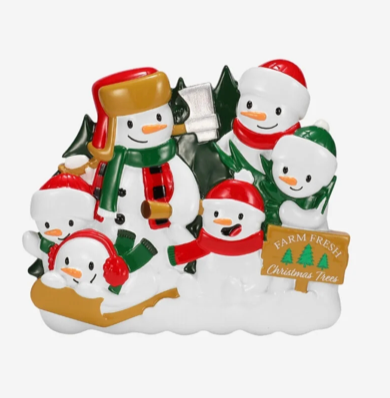 Snowman Family with Christmas Tree