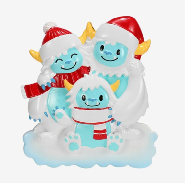 Yeti Family Christmas Ornaments