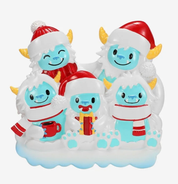 Yeti Family Christmas Ornaments