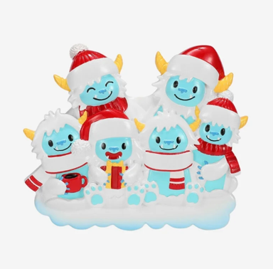 Yeti Family Christmas Ornaments