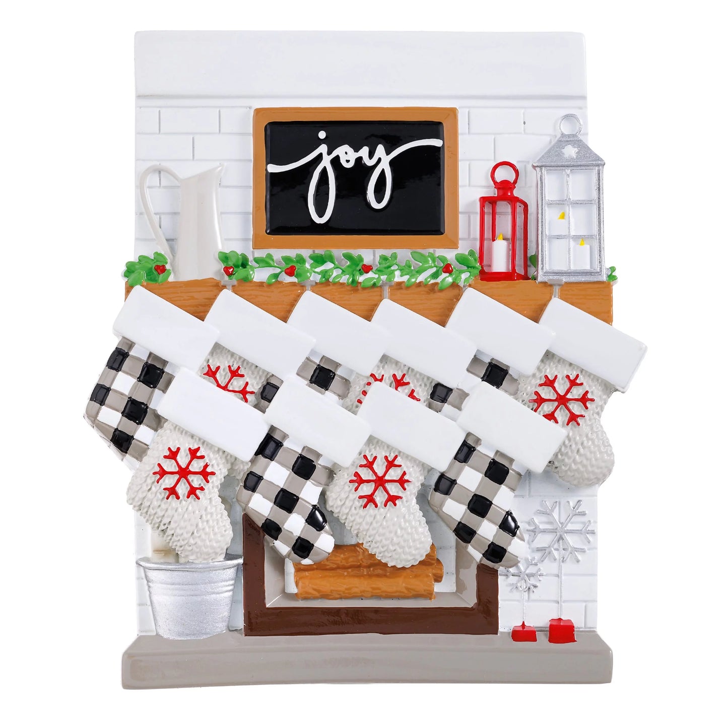 Fireplace Mantle Family Christmas Ornament