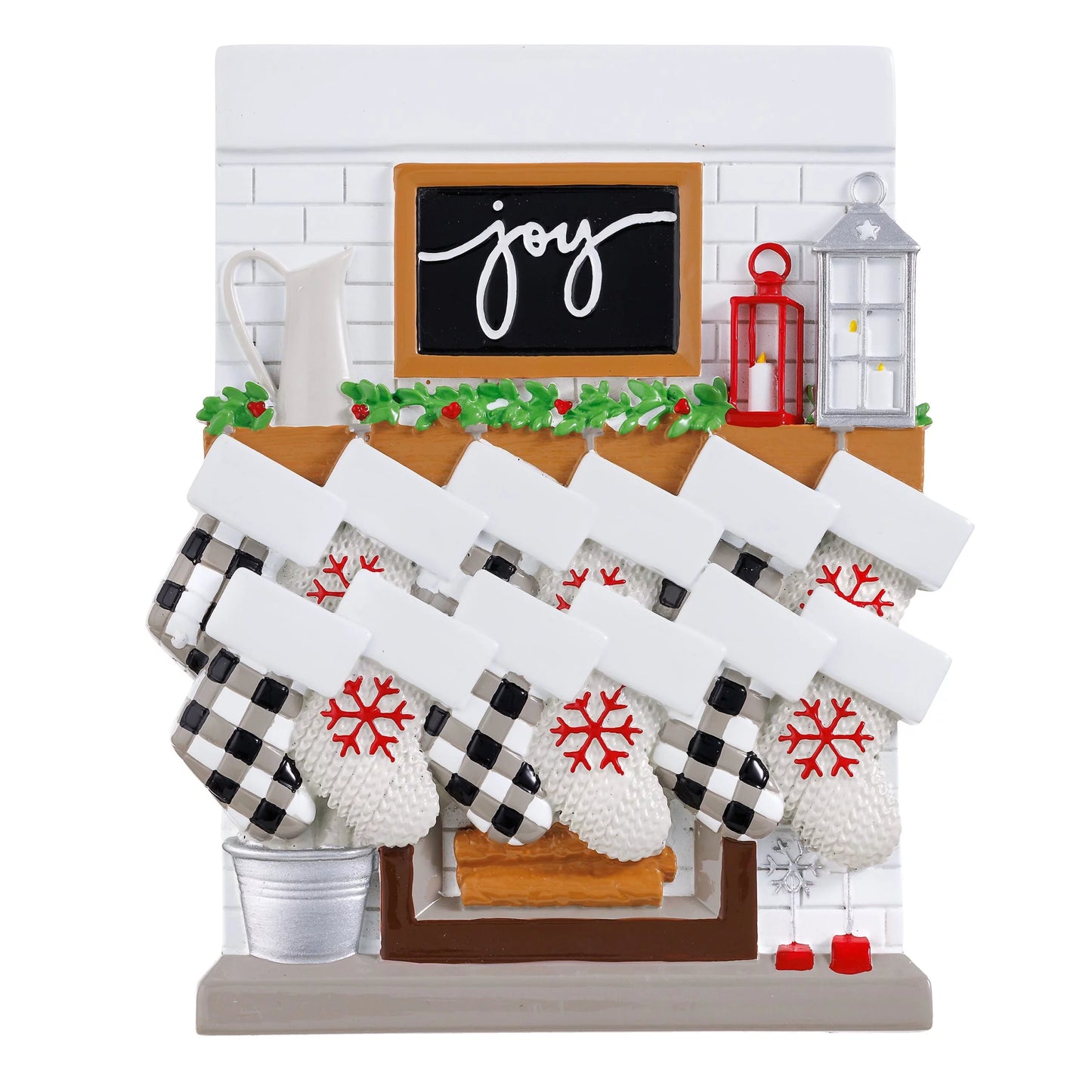 Fireplace Mantle Family Christmas Ornament