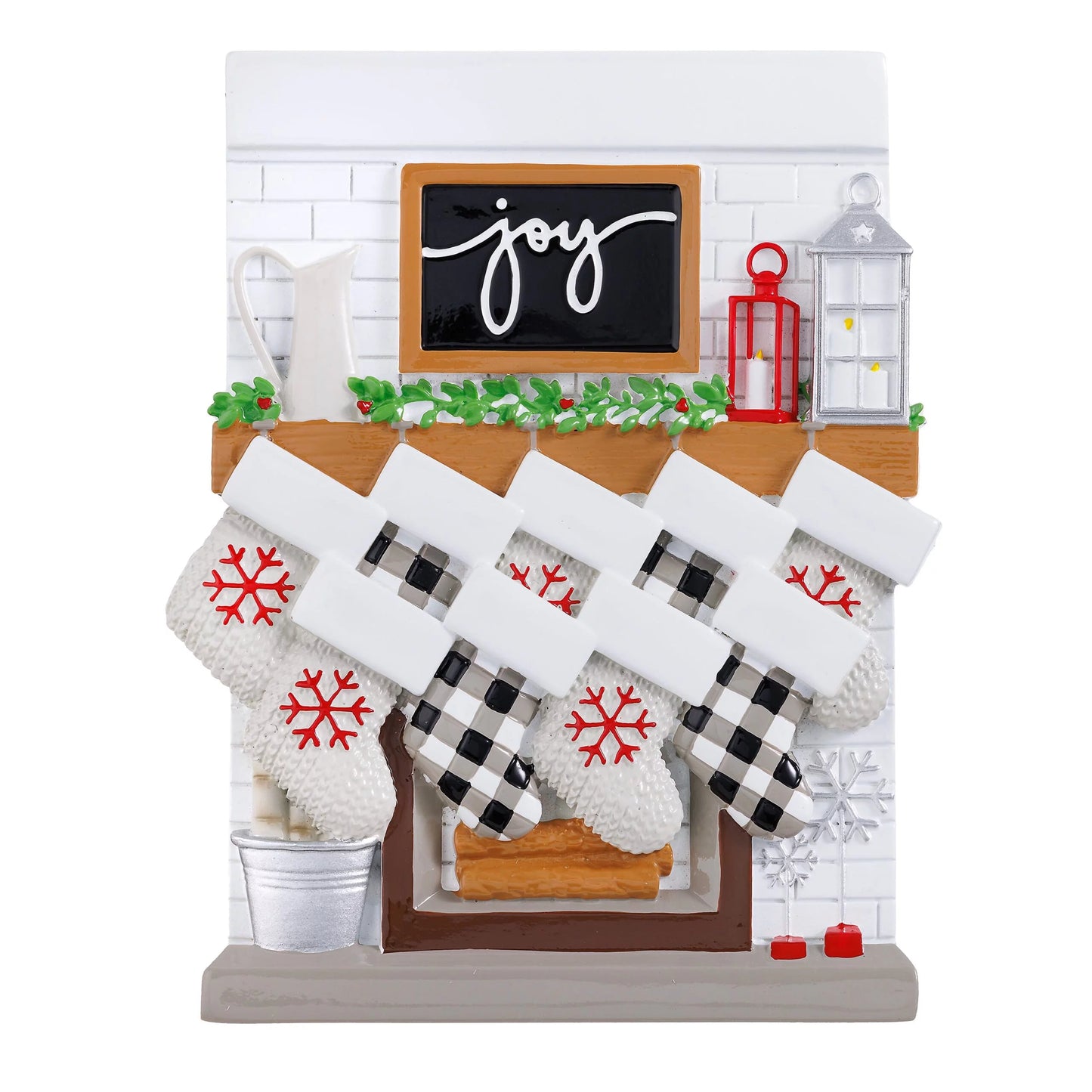 Fireplace Mantle Family Christmas Ornament