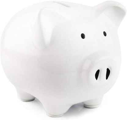 Large White ceramic piggy bank