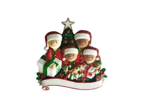 Interracial Family Christmas Ornament