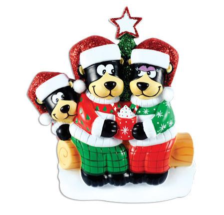 Black Bear Family Christmas Ornament