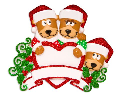 Brown Bear Family Christmas Ornament