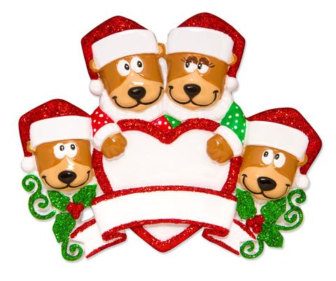 Brown Bear Family Christmas Ornament