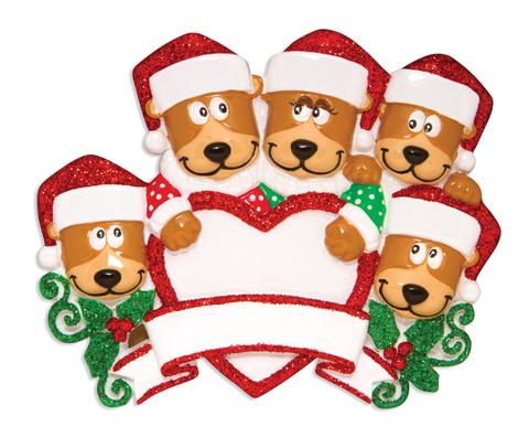 Brown Bear Family Christmas Ornament