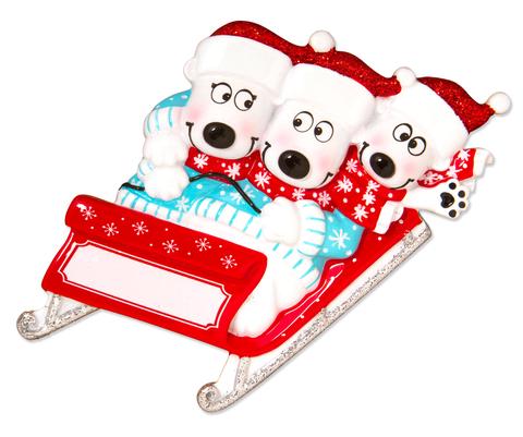 Bears On Sled Christmas Ornaments