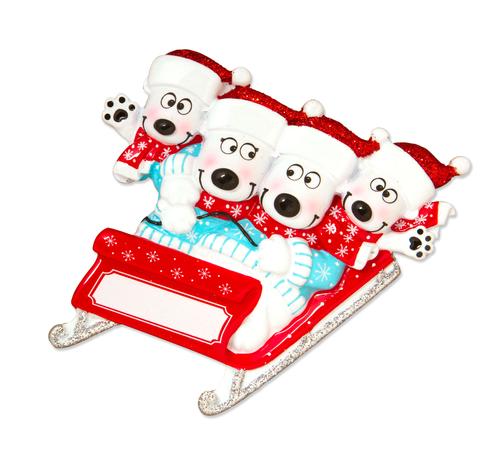 Bears On Sled Christmas Ornaments