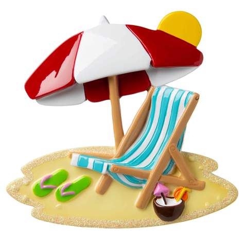 Beach Chair with Umbrella Personalized Ornament