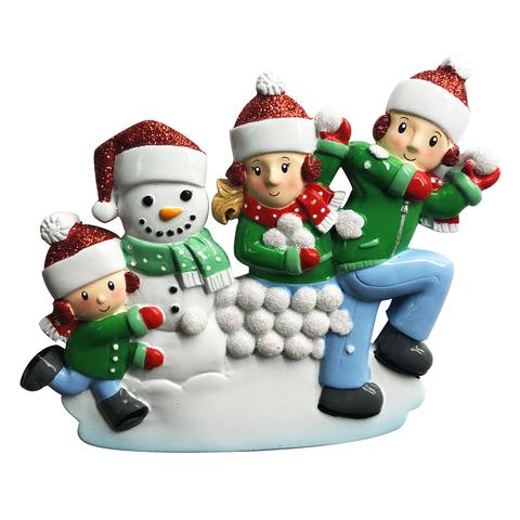 Snowball Fight Family Christmas Ornament