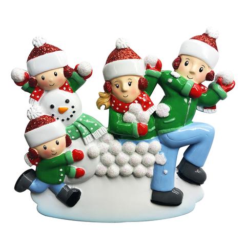 Snowball Fight Family Christmas Ornament