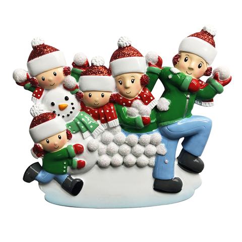 Snowball Fight Family Christmas Ornament