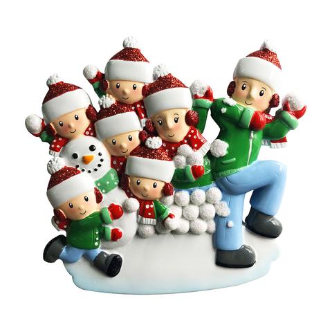 Snowball Fight Family Christmas Ornament