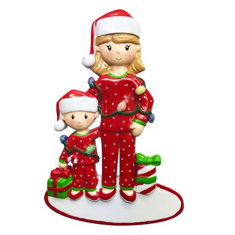 Single Mom with Children Christmas Ornament