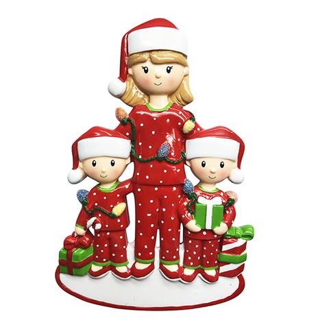 Single Mom with Children Christmas Ornament