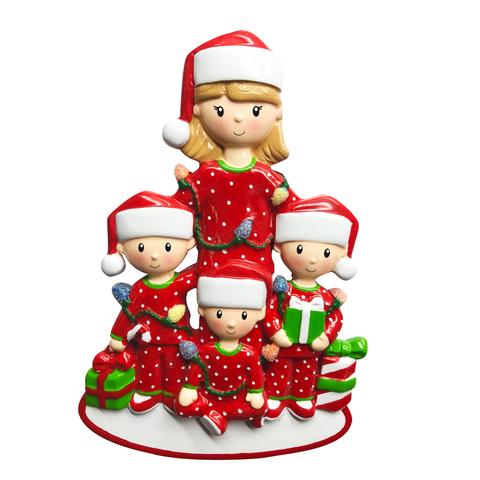 Single Mom with Children Christmas Ornament